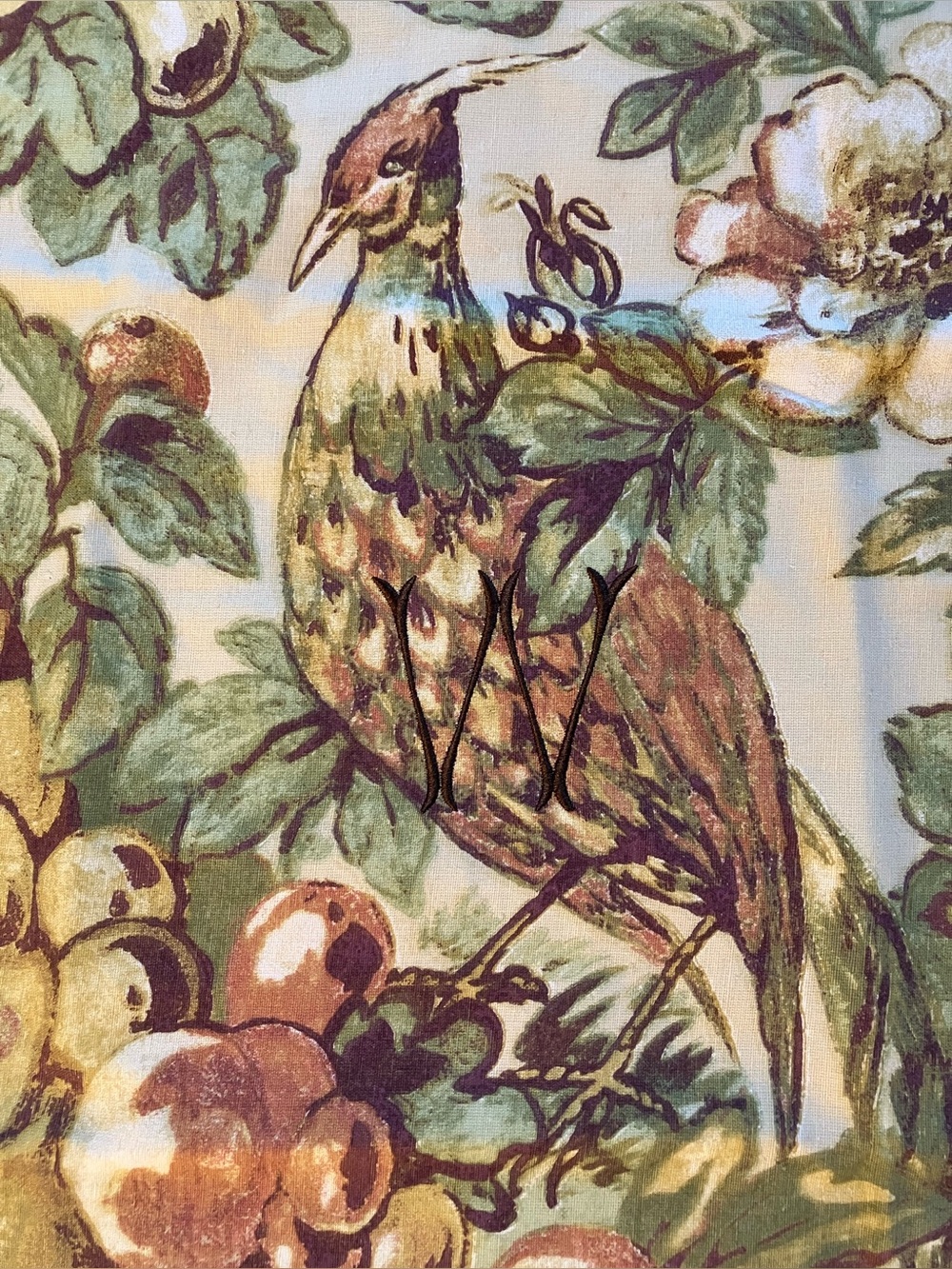 Pottery Barn Partridge Pillow Cover Monogram W
